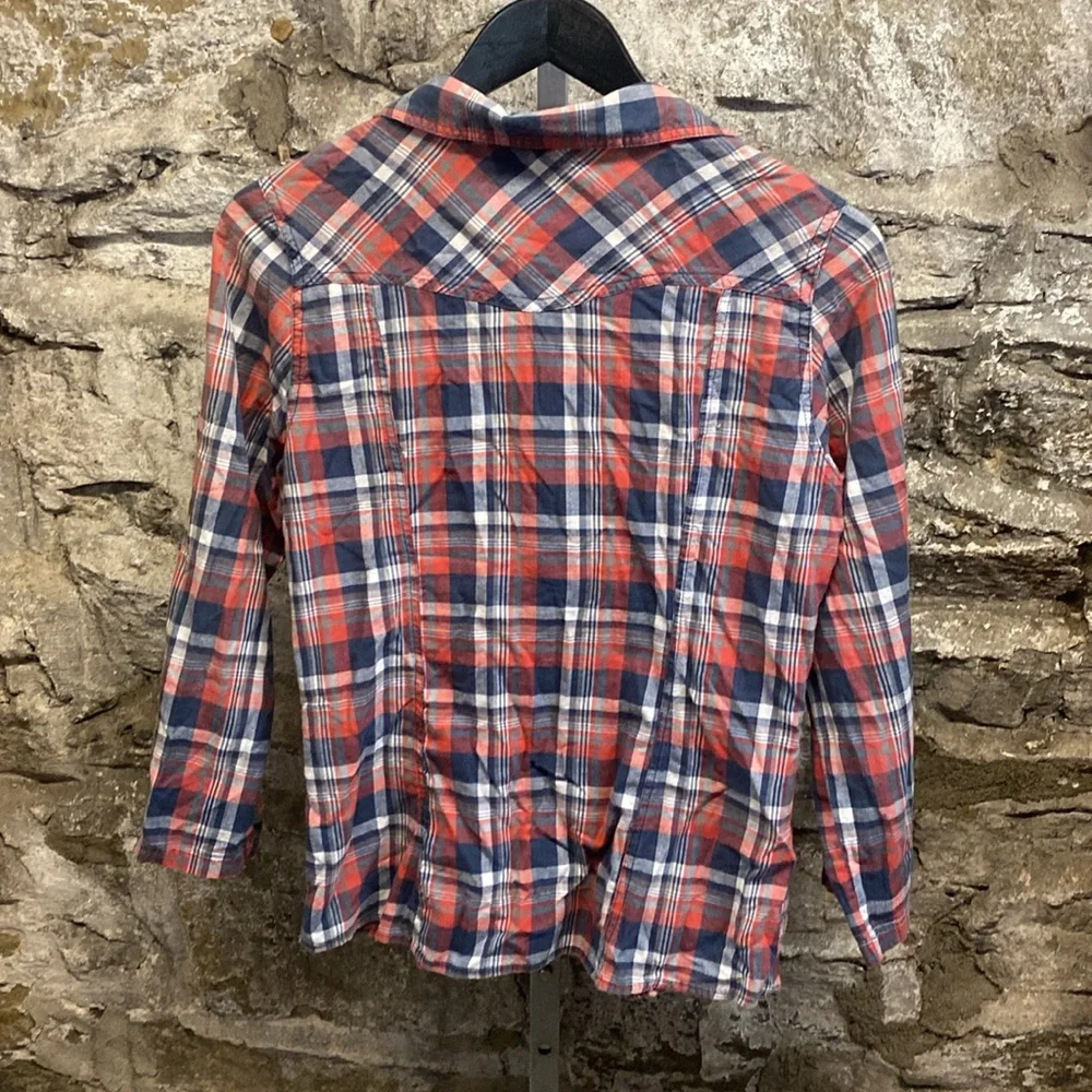 Passport Red and Blue Casual Button Down Shirt